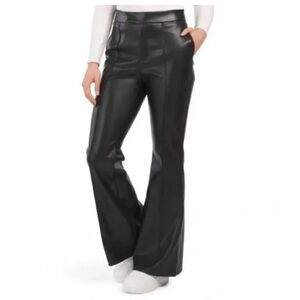 7 For All Mankind Black Faux Leather Wide Leg Flared Pants Trousers Size Medium